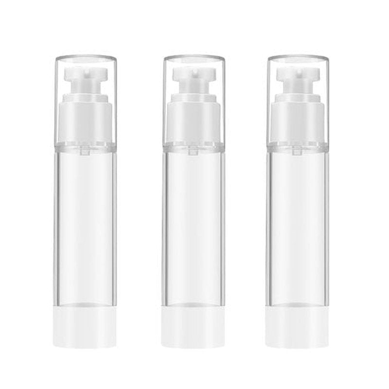 Qeuly 3 Pack Airless Pump Bottles 0.5 oz Travel Size Pump Bottle Lotion Container Refillable Cosmetic Pump Dispensers for Foundation Moisturizer Shampoo Toiletry (SN-15)