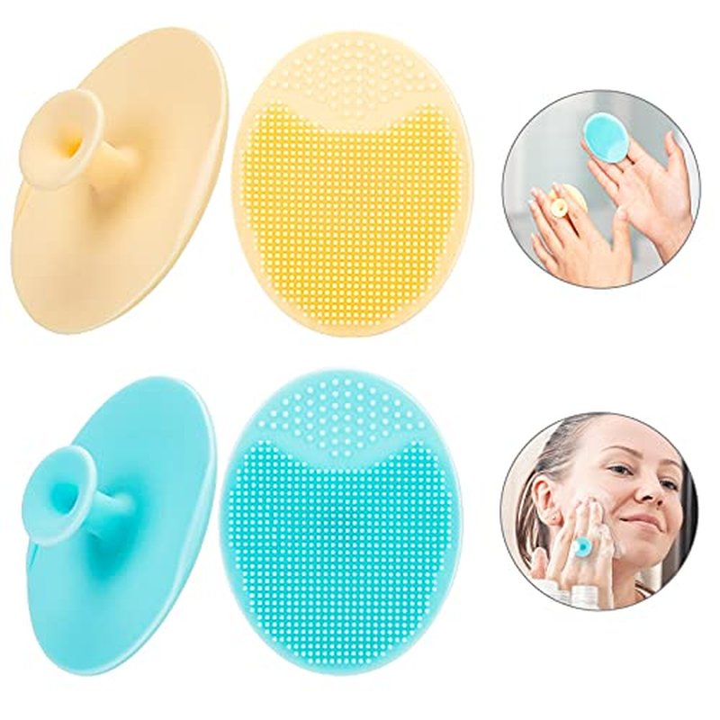 4 Pack Face Scrubber,JEXCULL Soft Silicone Facial Cleansing Brush Face Exfoliator Blackhead Acne Pore Pad Cradle Cap Face Wash Brush for Deep Cleaning Skin Care(Multicolor A)