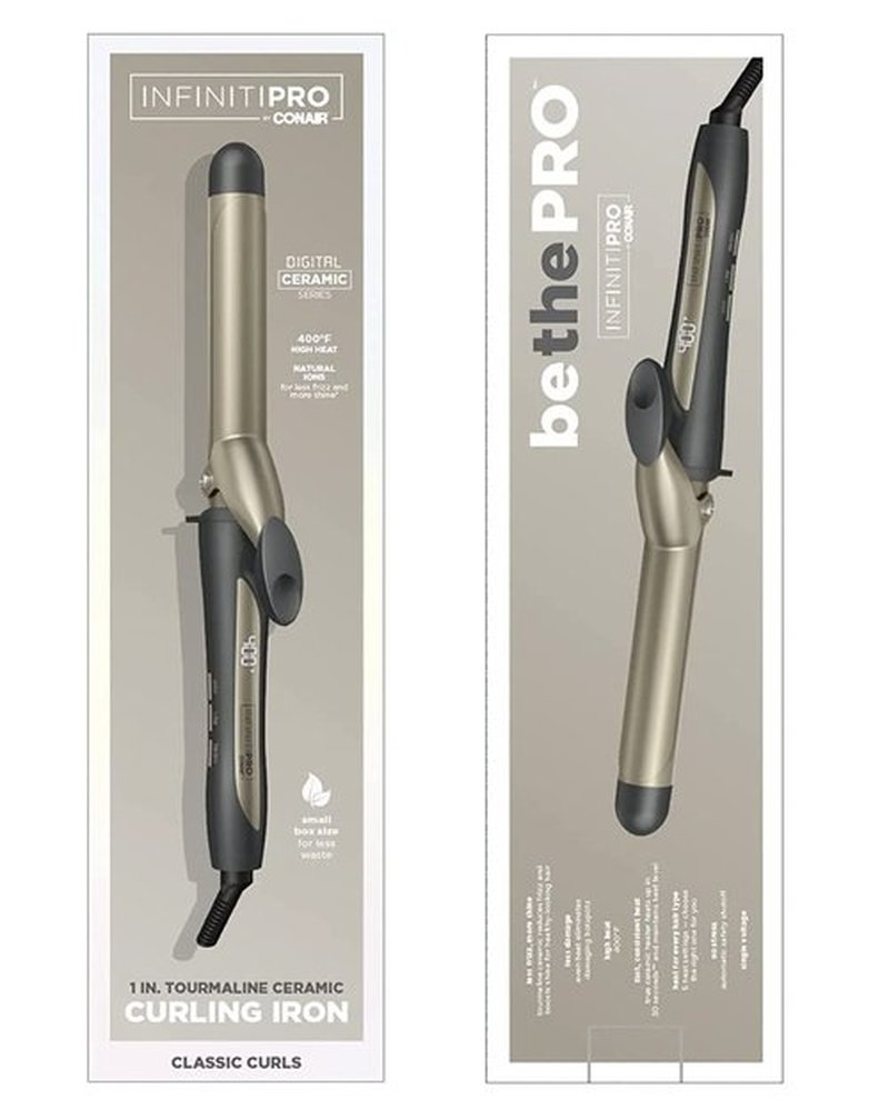 INFINITIPRO BY CONAIR Tourmaline Ceramic 1-inch Curling Iron, 1-inch Digital Curling Iron, 1-inch barrel produces classic curls – for use on short, medium, and long hair