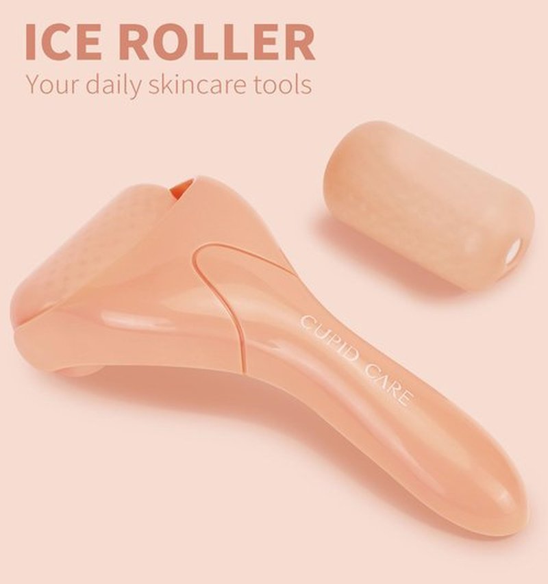 CUPID CARE Ice Roller for Face [2-Rollers], Ice Face Roller Ice Compress Facial Roller Massager for Beauty, Calms Skin, Face Roller Skin Care Tool Woman Gifts | Apricot Pink