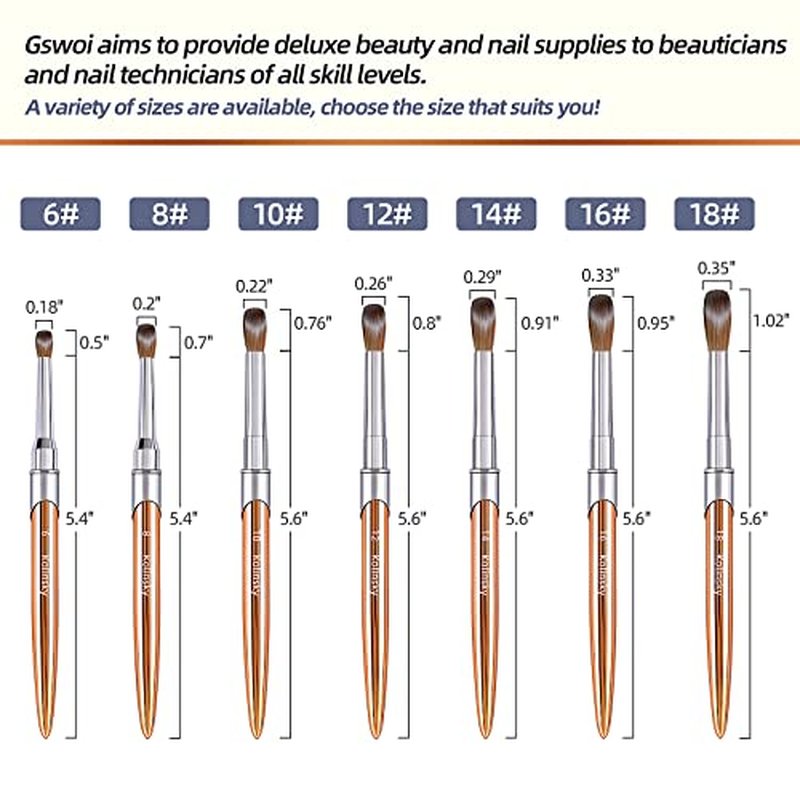 100% Kolinsky Acrylic Nail Brush Size 8,3D Nail Brushes for Acrylic Application Pure Handmade Round Shape,Professional Nail Art Brush Manicure for Women (#8)
