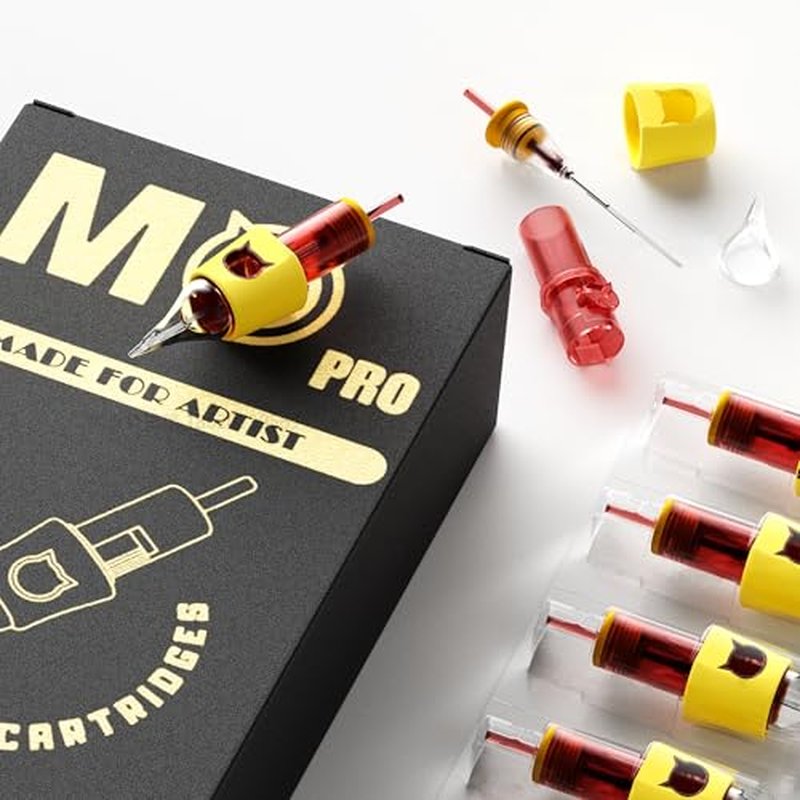 Tattoo Cartridge Needles - 20PCS MO PRO Expert Grade Disposable Tattoo Needles Standard #12 Round Liner 3, Silicone Finger Ledge for Excellent Comfort, Grip and Control