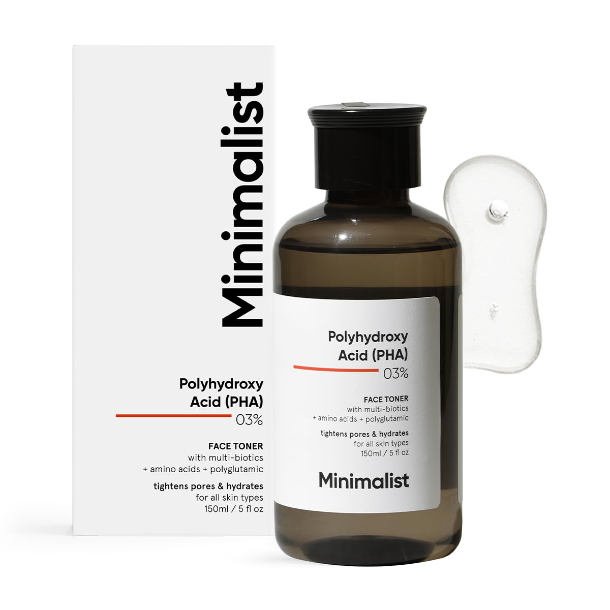 Minimalist Hydrating Toner for Face | 3% PHA Facial Toner for Pore Tightening | Mild Exfoliation, pH Balancing & Rebalancing Skin Microbiome | for Women & Men | 5 Fl Oz / 150 ml
