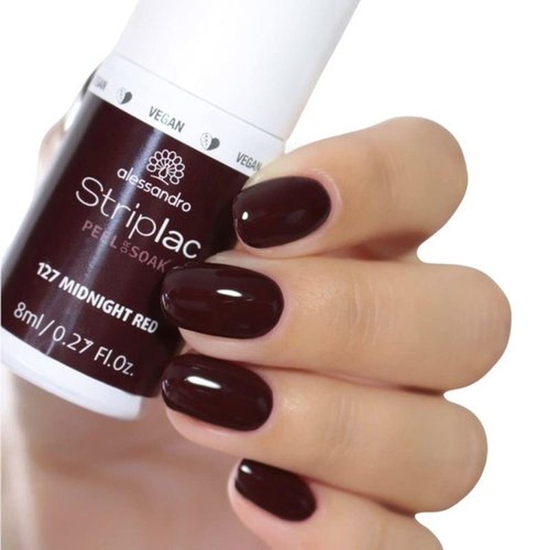 alessandro Striplac Peel or Soak Nail Polish - Long Lasting Wear - Quick Drying Time - Offers a Variety of Colors - Delivers Professional Results - Vegan - Cruelty Free - Midnight Red - 0.27 oz