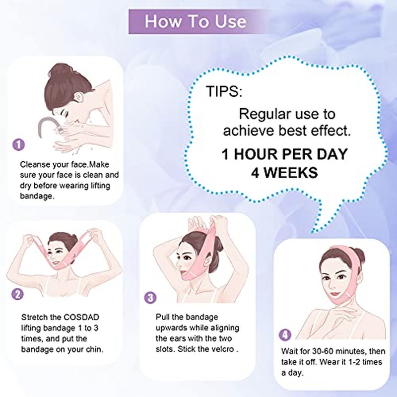 COSDAD Reusable Double Chin Reducer Chin Strap Face Slimming Strap Face Slimmer Shaper for Women,Breathable Comfortable V Line Lifting Mask,Innovative Lifting Technology,One Fits All,Purple