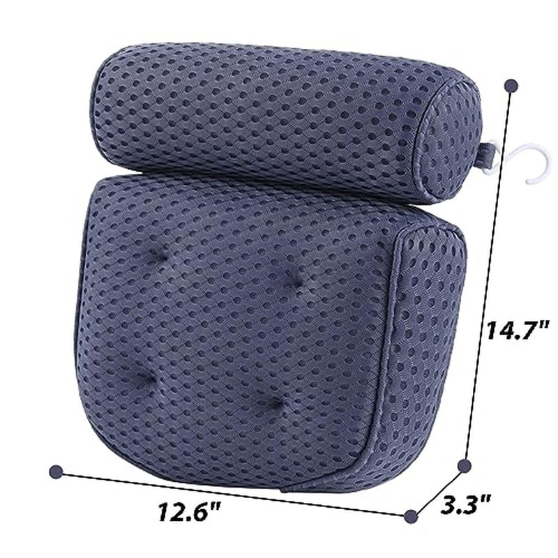 AEROiVi Bathtub Pillow Headrest Bath Pillows for Tub Neck and Back Support with Non Slip Suction Cups Spa Bath Cushion Dark Blue
