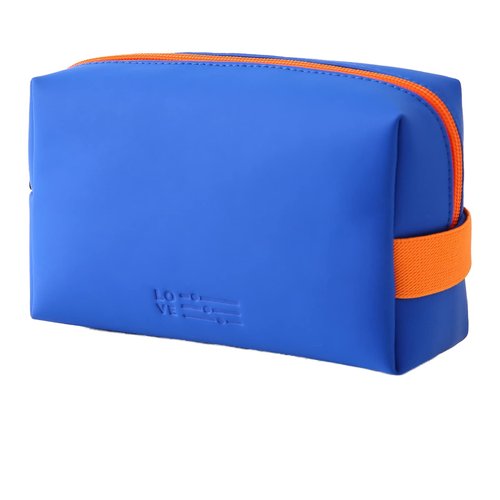 Small Makeup Bag Travel Cosmetic Bag for Women Zipper Pouch Makeup Organizer Bag PU Leather Waterproof Cute Toiletry Bags(blue)