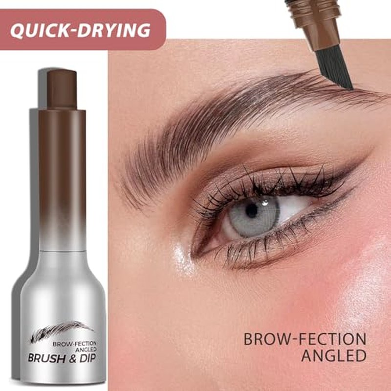 Revorie Brow-fection Angled Brush & Dip Eyebrow Gel, Liquid Eyebrow Brush, Long Lasting Quick Drying, Hair-like eyebrow pencil, Pressed Wild Eyebrow Pen (Black)