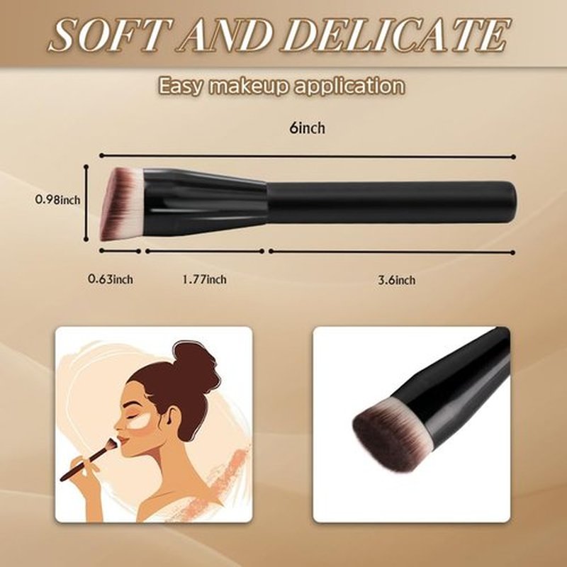 JoMay Foundation Brush for Liquid Makeup, Flat Top Kabuki Professional Make up Brushes for Blending, Cream, Powder,Blush Buffing Stippling Face Makeup Tools, Black