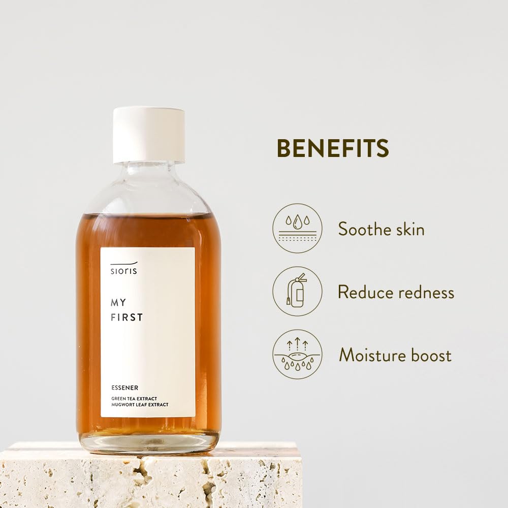 SIORIS Green Tea Hydrating Serum, Organic Korean Facial Care for Sensitive Skin, Soothing Moisture Booster with Mugwort & Fermented Soybean, Lightweight Daily Face Serum – 3.38 fl oz
