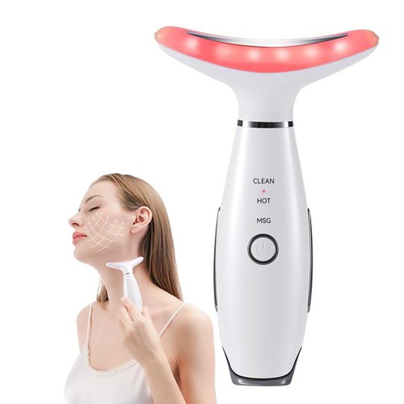 Neck Face Massager, 3 Mode Facial Massager, Face Sculpting Tool with Thermal and Vibration (White)