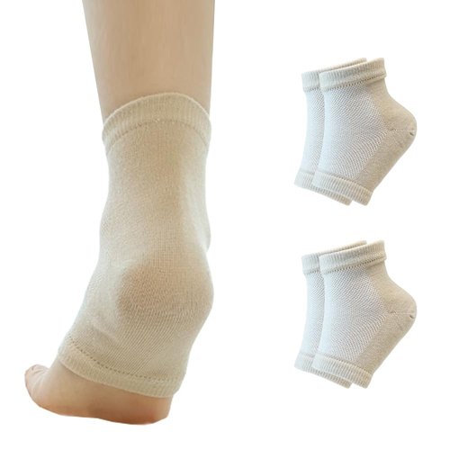 Moisturizing Gel Heel Socks to Repair Dry Cracked Heel - Soften, Soothe, and Revitalize Your Feet, for Men and Women (Beige, 2 Pairs)