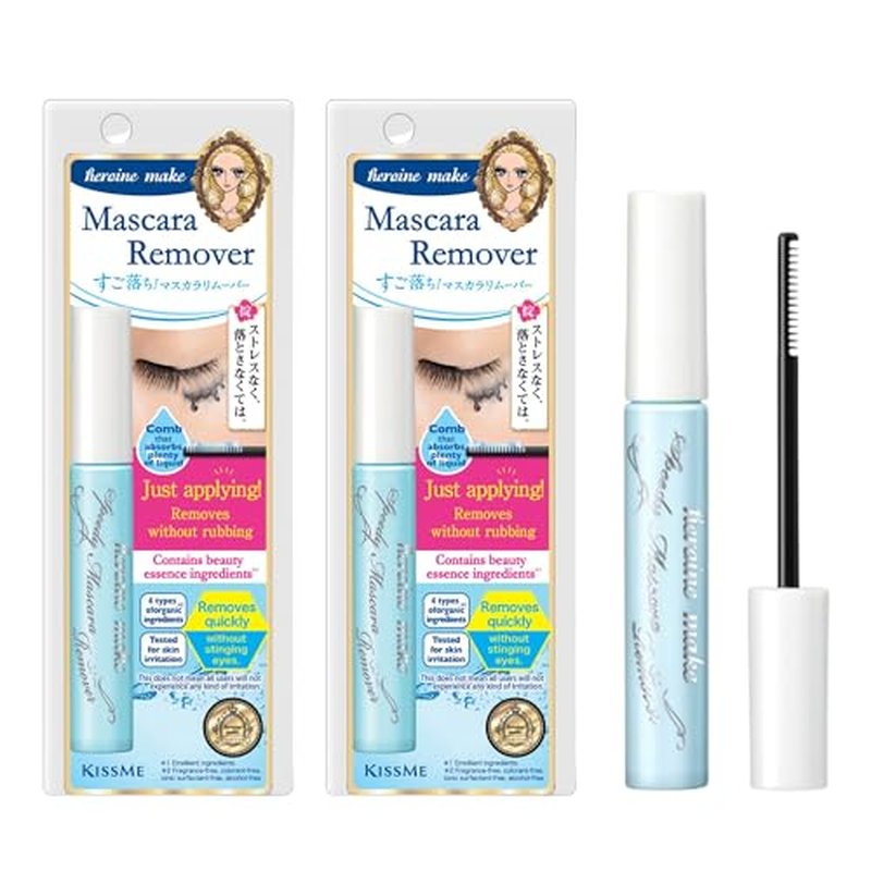 HEROINE MAKE by KISSME Mascara Duo Set | 2 Full-Size - Volumizing Eye Makeup & Curl, Waterproof Long-lasting False Eyelash Effect with Curvy Brush Advanced Film 01 Jet Black