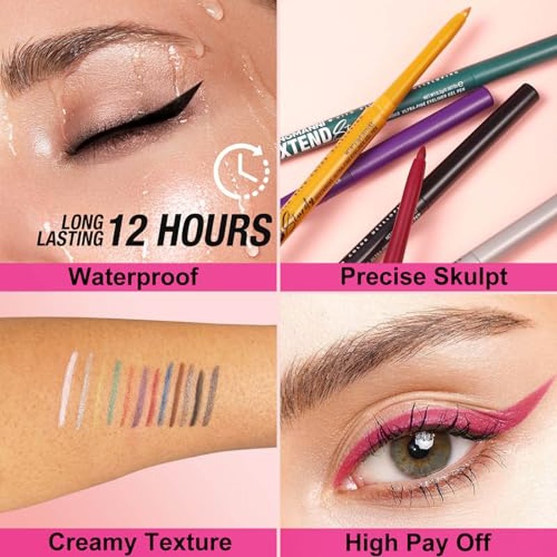 Mefyhtune White Pencil Eyeliner Waterproof Retractable Cream White Gel Eyeliner Smudge-proof Hypoallergenic (01#)