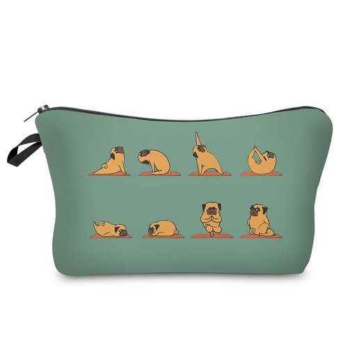 LOOMILOO Cosmetic Bag for Women, Adorable Roomy Makeup Bags Travel Water Resistant Toiletry Bag Accessories Organizer Cute Gifts (Yoga pug 51820)