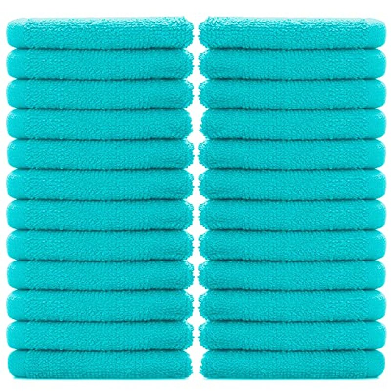 DAN RIVER 100% Cotton Washcloths 24 Pack Premium Quality Face and Body Cloth, Quick Dry Essential Towels for Bathroom, Hand, Kitchen & Cleaning, Baby Washcloths | 12X12 in | 400 GSM | Aqua