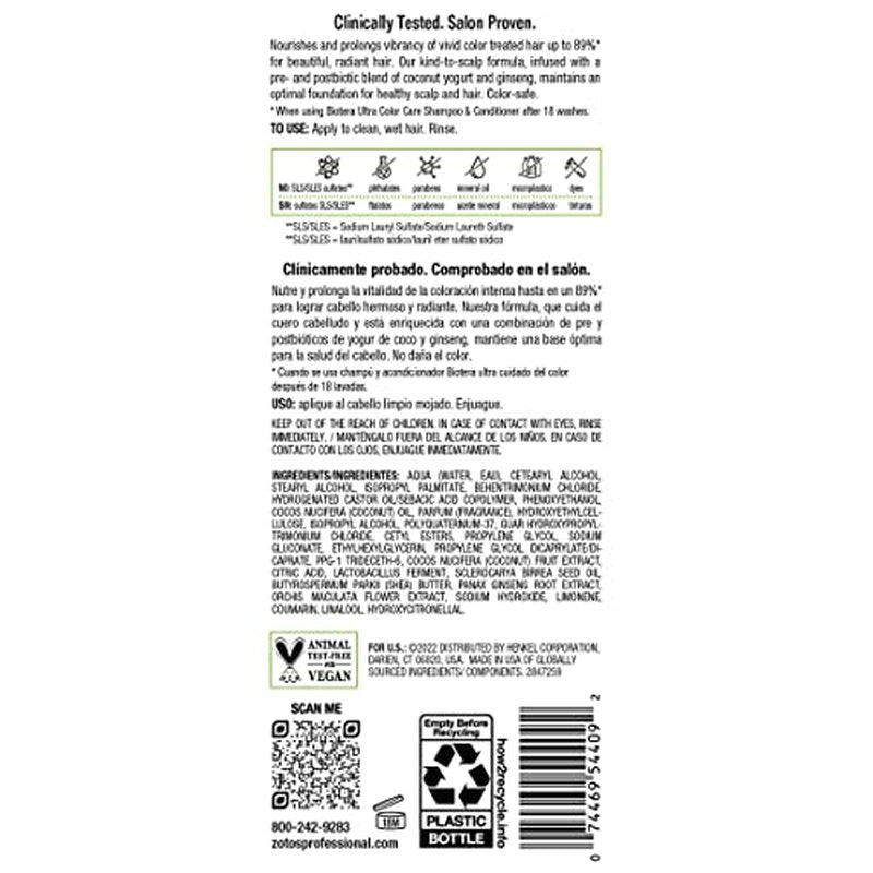Biotera Ultra Color Care Conditioner | Prolongs Vivid Color-Treated Hair | Microbiome Friendly | Vegan & Cruelty Free | Paraben & Sulfate Free | Color-Safe | 15.2 Fl Oz