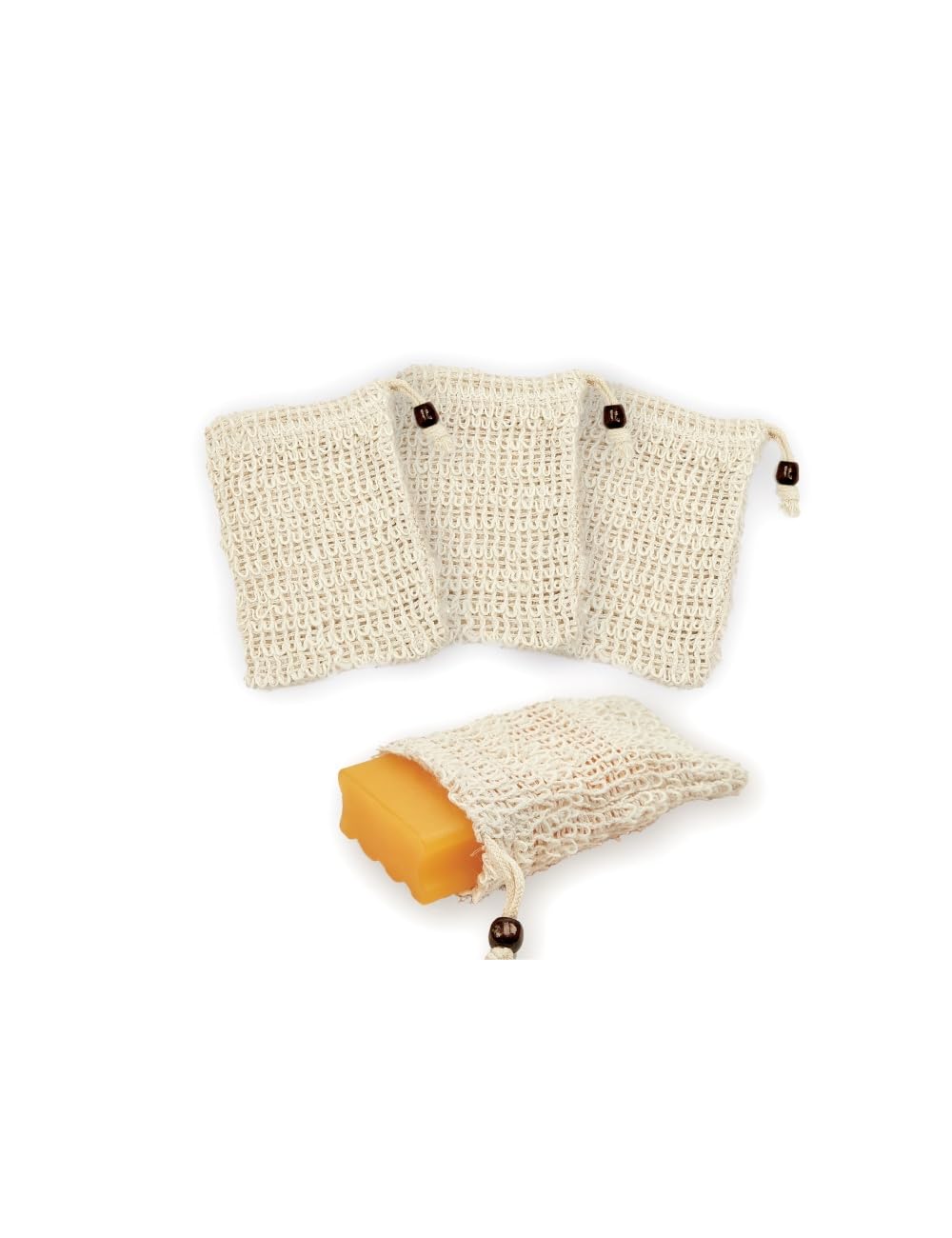 bepisof 4Pcs 3.5x5.5 Inch Exfoliating Natural Cotton Linen Soap Pouch, Mesh Drawstring Soap Bags for Soap Bars, Reusable Soap Bags for Bath Shower