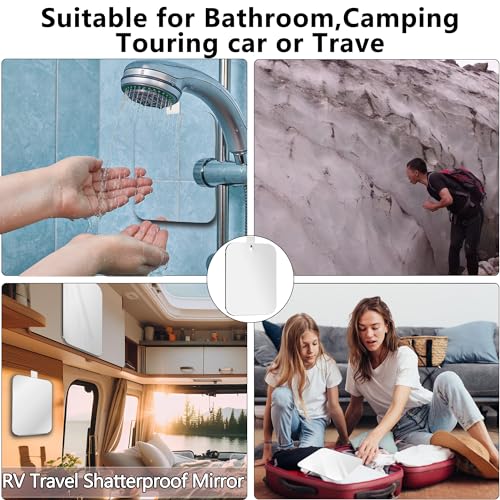 quegau Shower Mirror for Small Mirror, Small Wall Mirror (Medium 2 Pack 8 x 6 Inch) Shatterproof Shower Mirror for Shower, Unbreakable Plexiglass Makeup Mirror, Travel Camping Shower Mirrors