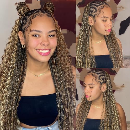 Human Braiding Hair 27/30 Water Wave Bulk Human Hair for Braiding 14 Inch Highlight Ombre Wet and Wavy Human Hair Bundles No Weft 50g 12A Brazilian Virgin Curly Human Hair for Boho Braids