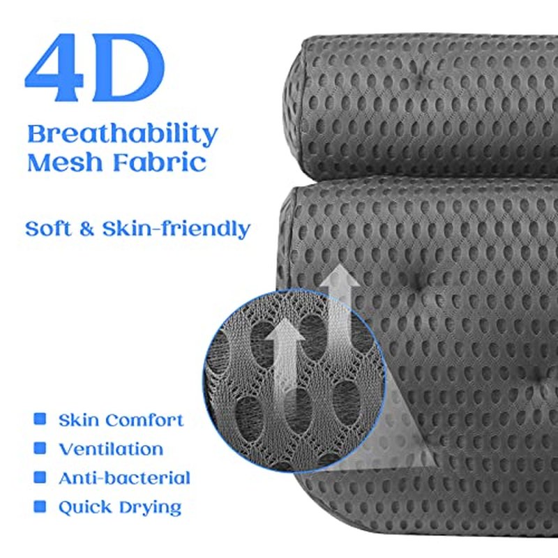 Bath Pillow, Bathtub Pillow with Anti-Slip Suction Cups, 4D Mesh Soft Spa Bath Tub Pillow Headrest, Bath Pillows for Tub with Neck and Back Support Fits Bathtub Spa Tub Jacuzzi, Fathers Day Dad Gifts