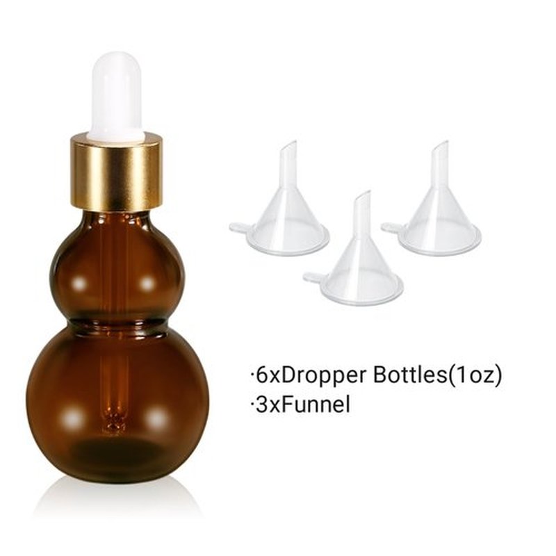 UMETASS 1 oz Dropper Bottles, 30ml Dark Amber Glass Tincture Bottles with Eye Droppers, Leakproof Essential Oils Bottles, Mini Travel Essentials Bottles (6 Pack-Brown)