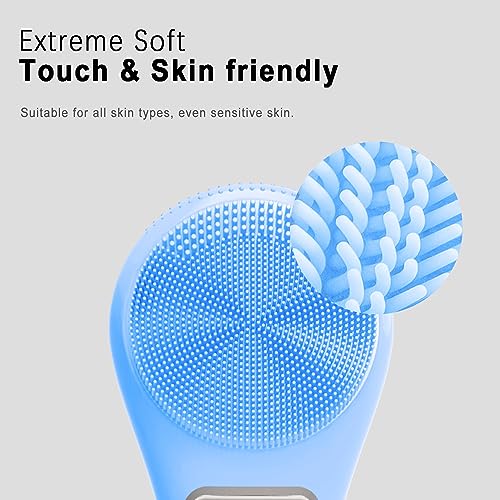 UMICKOO Silicone Face Scrubber Exfoliator, Rechargeable Facial Cleansing Brush with LCD Screen for Men & Women, Sonic Face Brush for Cleaning and Deep Cleansing and Exfoliating