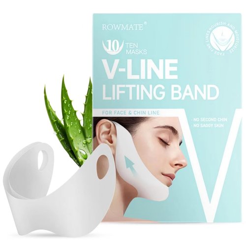 10pcs Chin Strap for Women,Toning Hydrogel Collagen Mask with Hyaluronic Acid & Aloe Vera,white