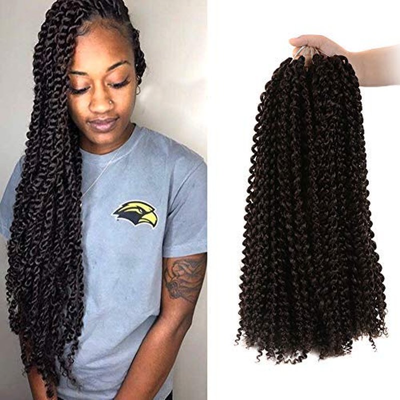 Passion Twist Hair - 18 Inch 7packs Light Brown Water Wave Crochet Braids Synthetic Braiding Hair Extensions (18 Inch 7Packs, 4#)…