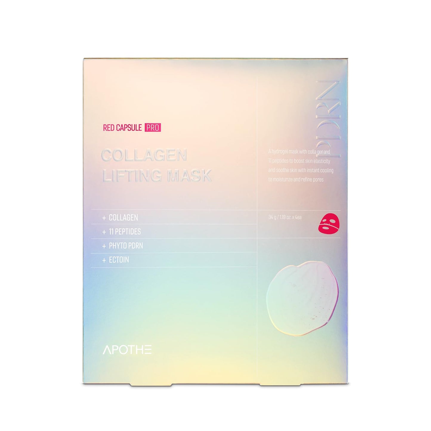 APOTHE RejuveGlow Peptide Collagen PDRN Lifting Mask - Instant Hydration, Pore Tightening & Wrinkle Care | Cooling Soothing Anti-Aging Sheet Mask for Sensitive Skin