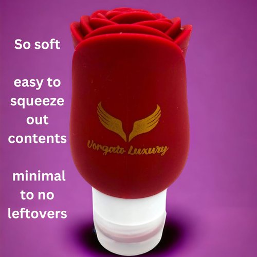 Vorgato Luxury- Silicone Travel Bottles for Toiletries - 3oz Travel Size Bottles - Silicone Travel Bottles - TSA Approved Travel Bottles - Leak proof Travel Bottles (Red, Purple)