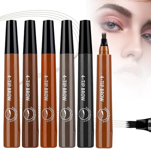 Upgrade Microblading Eyebrow Pen, 3D Waterproof Brow Pencil 2PCS Magic Eyebrow Pencil,Eyebrow Tattoo Pencil with 4 Fork Tip,Contouring Pen Natural Gap Filling Eyebrow Pen (5 Color/1pcs)