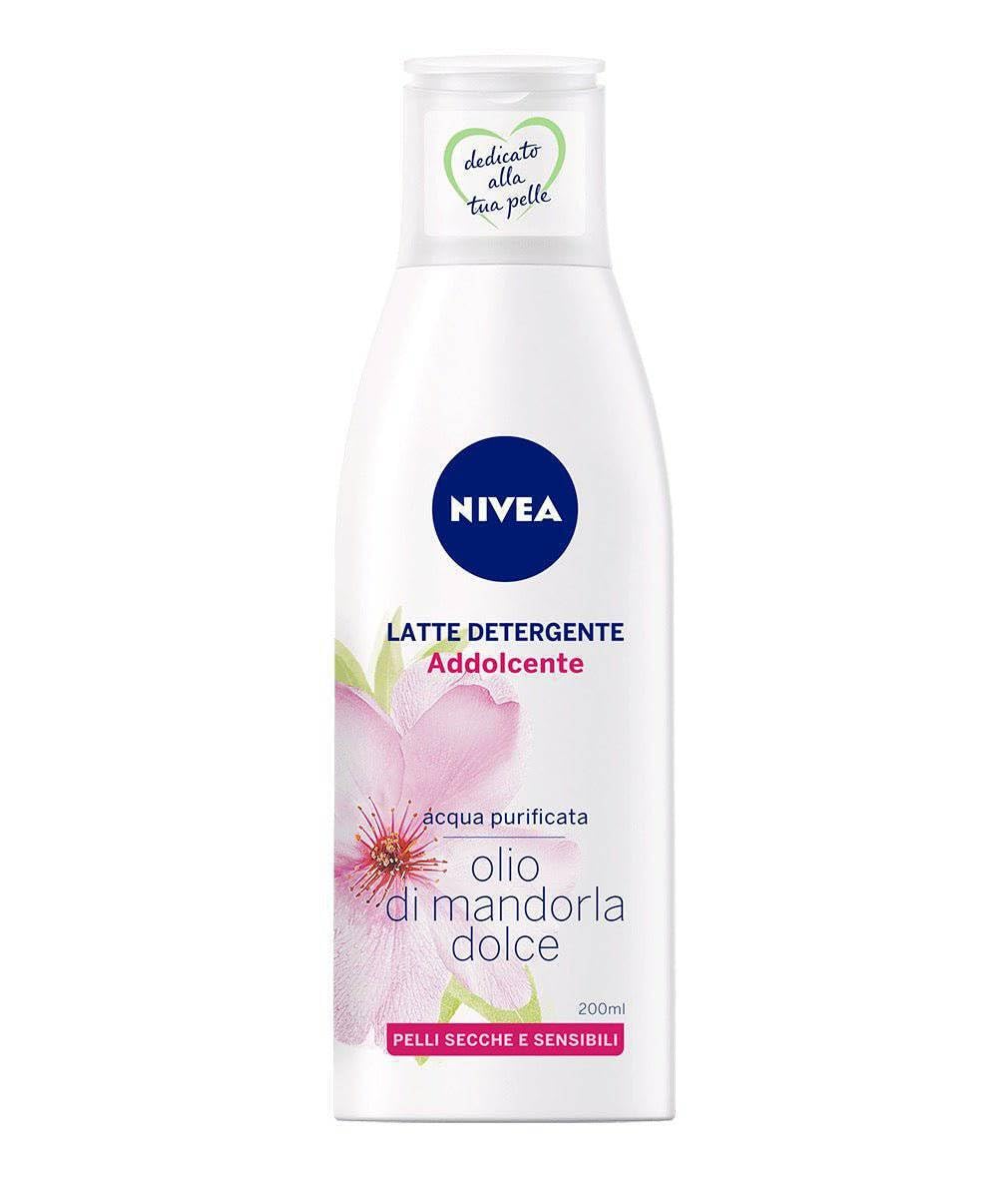 NIVEA Gentle Facial Cleansing Milk with Almond Oil for Dry and Sensitive Skin, Nourishing Makeup Remover and Hydrating Daily Cleanser for Soft, Comfortable, Refreshed Skin, 200 ml