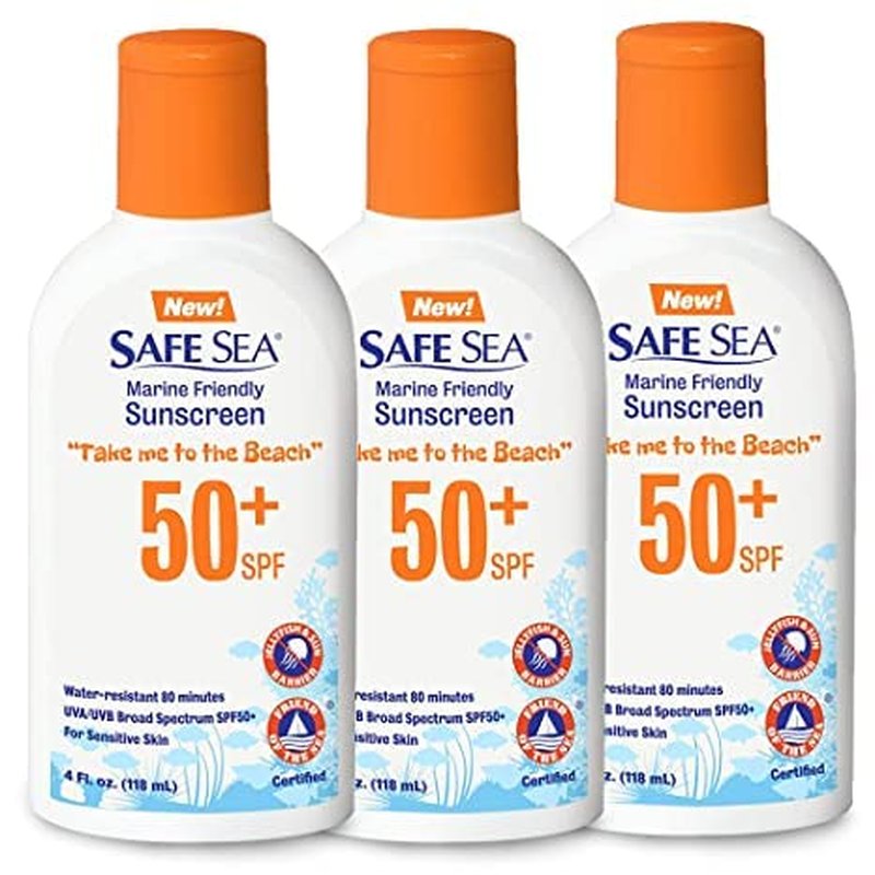 Coral Safe Sunscreen Lotion SPF 50+ - Biodegradable & Water Resistant | 4 oz for Sensitive Skin | Jellyfish & Sea Lice Protection