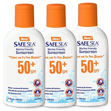 Coral Safe Sunscreen Lotion SPF 50+ - Biodegradable & Water Resistant | 4 oz for Sensitive Skin | Jellyfish & Sea Lice Protection