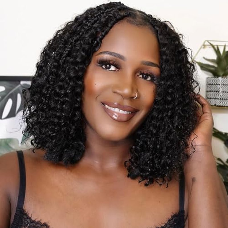 Boho Box Braids Crochet Hair 8 Packs Boho Crochet Braids Pre Looped 1B/Silver Goddess Box Braids Crochet Hair for Black Women 10 Inch Boho Braids Crochet Hair Extension