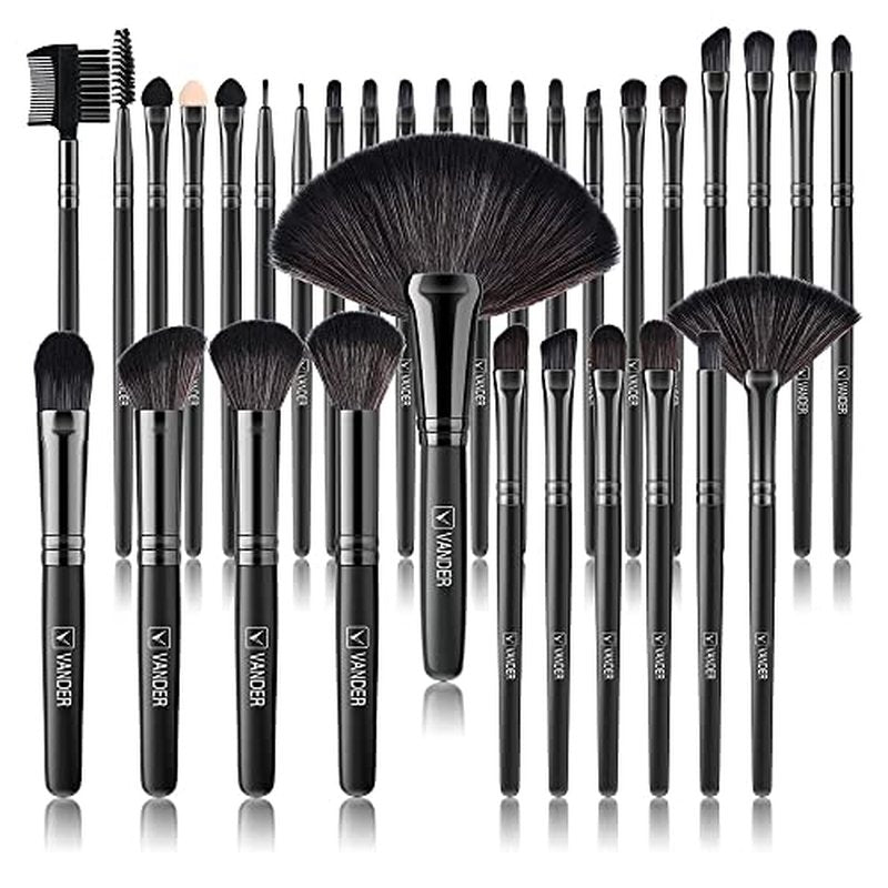 Make up Brushes, VANDER Professional 32pcs Makeup Brush Set, Makeup Brushes Set Foundation Blending Cosmetic Brush Set Kit,Black（Cosmetic bag not included）