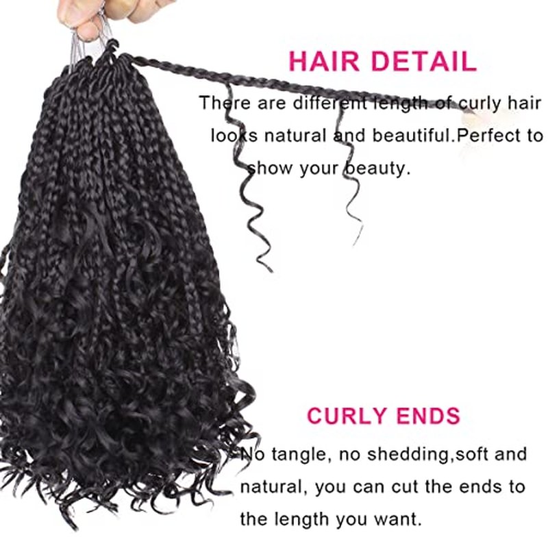 Unionbeauty 8 Packs Boho Box Braids Crochet Hair Goddess Box Braids Crochet Hair Curly Ends Kids Crochet Hair for Little Girls 10 Inch Bohemian Hippie Crochet Braids Synthetic Braiding Hair Extension