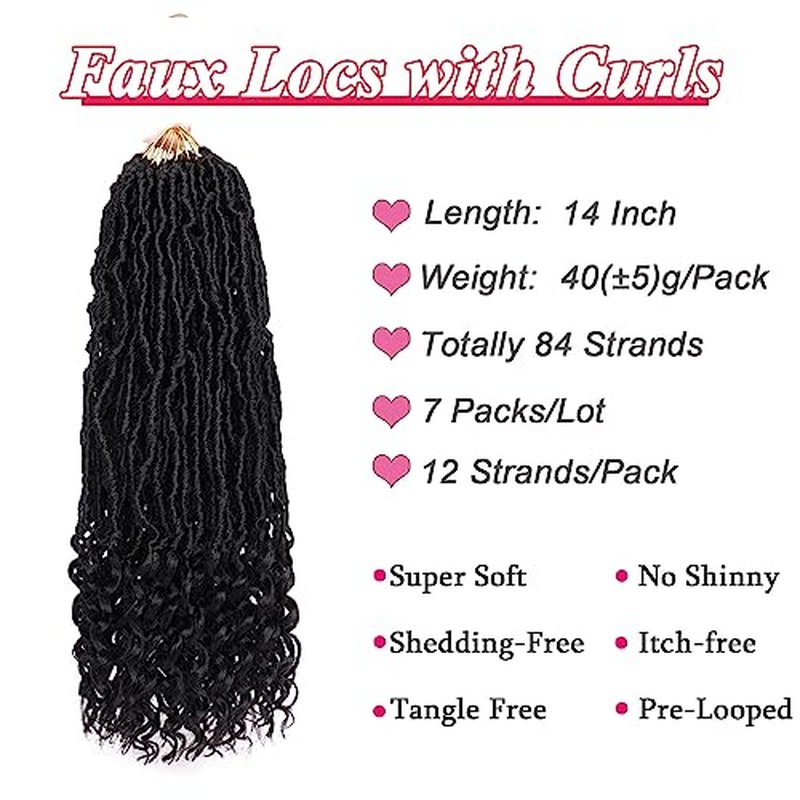 Leeven 30 Inch Ombre Burgundy Goddess Faux Locs Crochet Hair Crochet Soft Locs Hair With Curly Ends 7 Packs Synthetic Bohemian Locs Crochet Braiding Hair for Women TBUG# 12 Strands/Pack