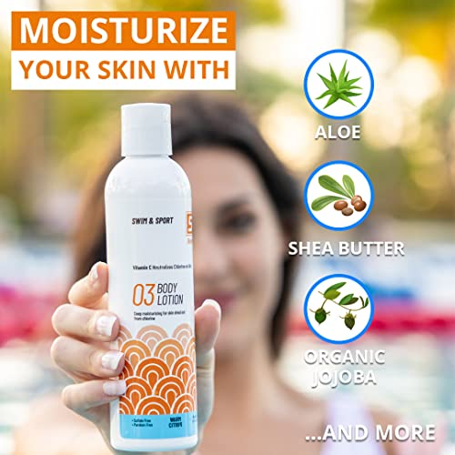 Solpri Pre and After Swim Lotion with Vitamin C 8 Fl Oz - Pre Swim Chlorine Skin Protection, Pre Swim Lotion for Chlorine (8 Fluid Ounce, Unscented)