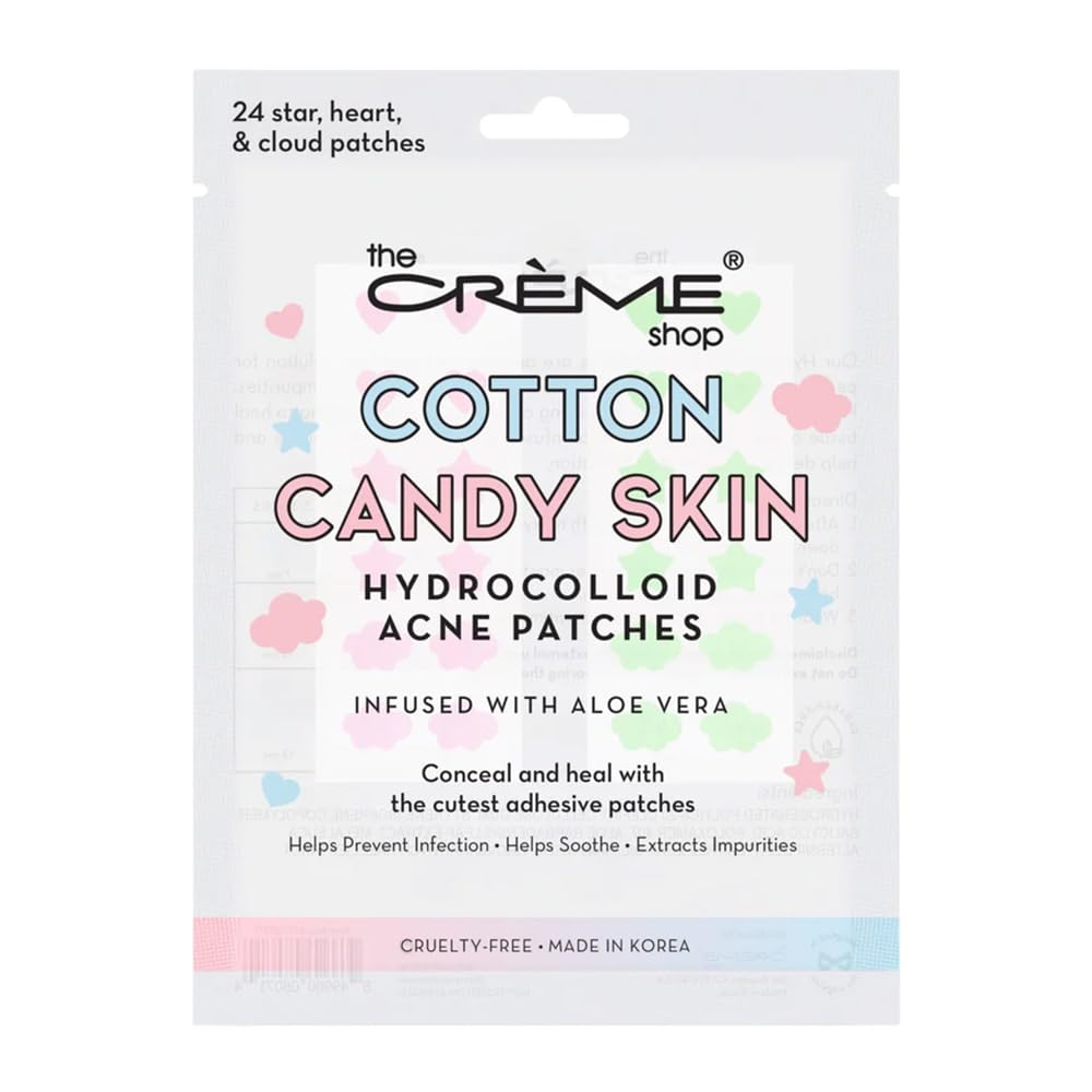 The Crème Shop Cotton Candy Skin Hydrocolloid Acne Patches - 72 count - 3 Size Variation - Blemish Patches for Breakouts, Whiteheads, Cystic & Hormonal Acne