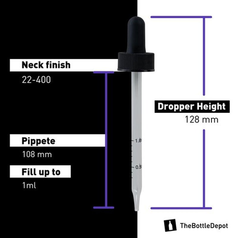 The Bottle Depot - 2 Pack - 4 oz Glass Bottle with Dropper - Black UV - 22-400 Neck Finish - Boston Round Bottles - Leakproof Essential Oils Bottles