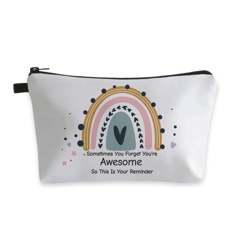 Deanfun Small Makeup Case - Cute and Waterproof Cosmetic Bag for Women(Rainbow, Sometimes You Forget That You'Re Awesome, So This Is Your Reminder D5-56371)