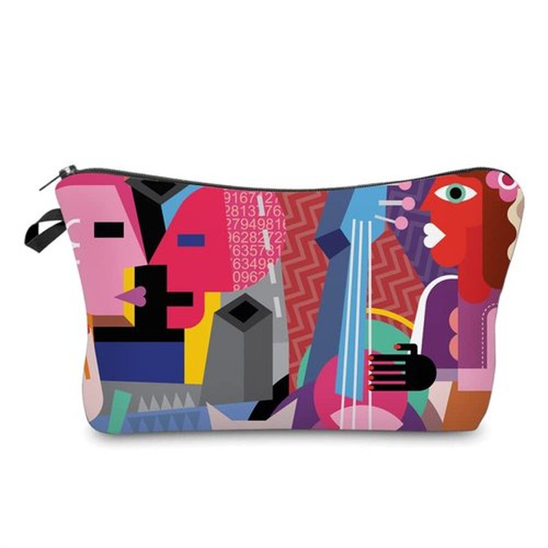 LOOMILOO Small Toiletry Bags for Women, Adorable Roomy Makeup Pouch Travel Water Resistant Cosmetic Purse Accessories Organizer Gift(Modern Abstract 55542)