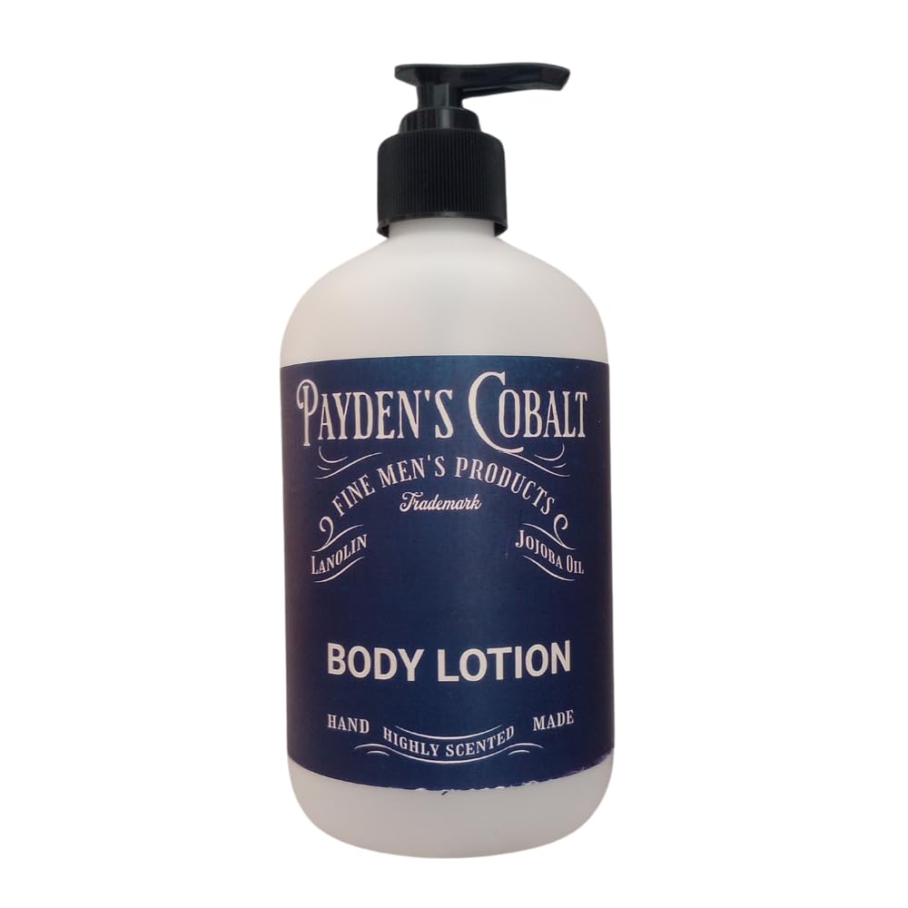 Payden's Cobalt Bergamot Fig & Leather For Men Scented Luxury Body Lotion with Lanolin and Jojoba Oil, 12 Oz