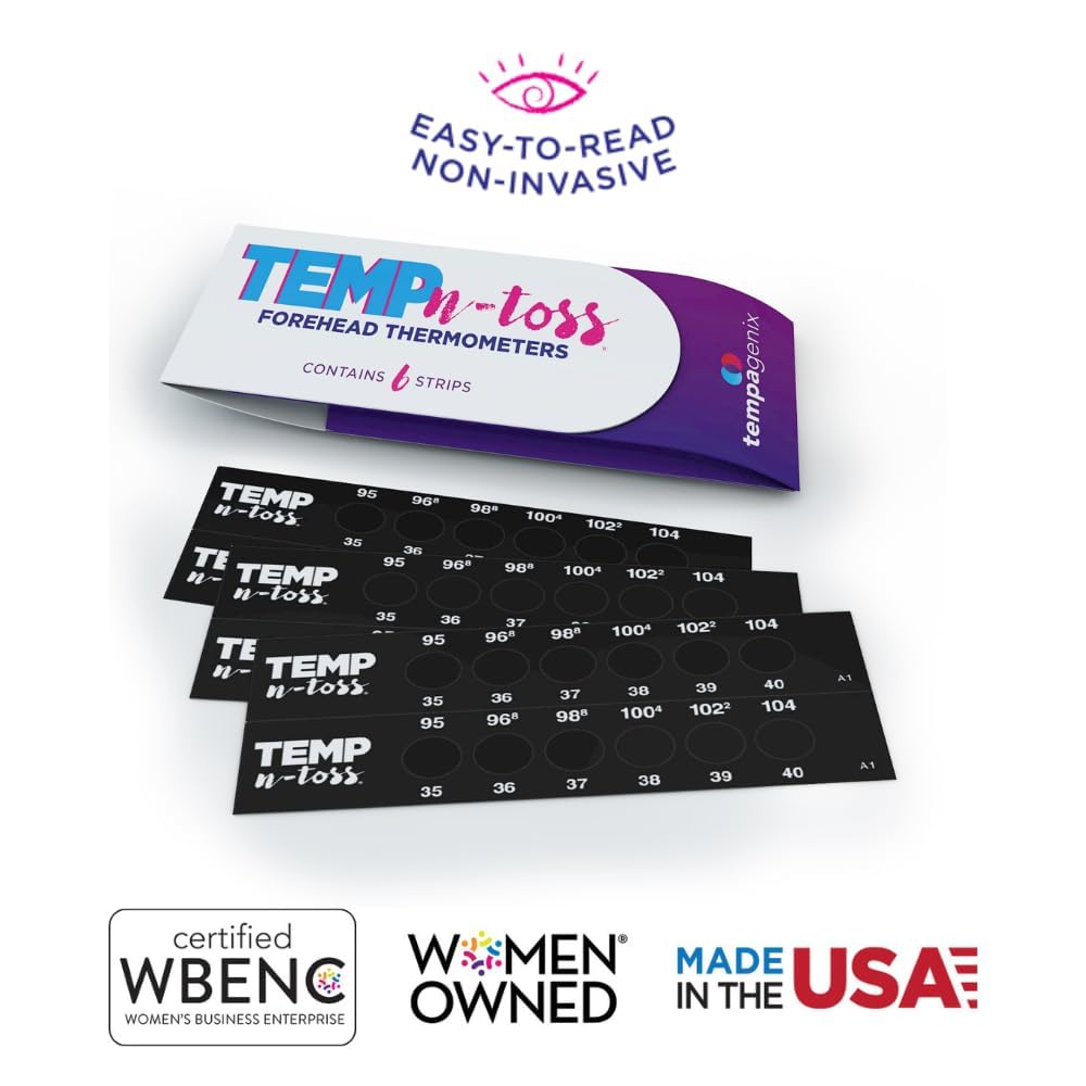 Fast Reading Disposable Forehead Thermometer Strips - Temp-N-Toss for Accurate & Hygienic Baby Temperature Measurement - Easy to Use and Reliable Single-Use Fever Indicator (6)