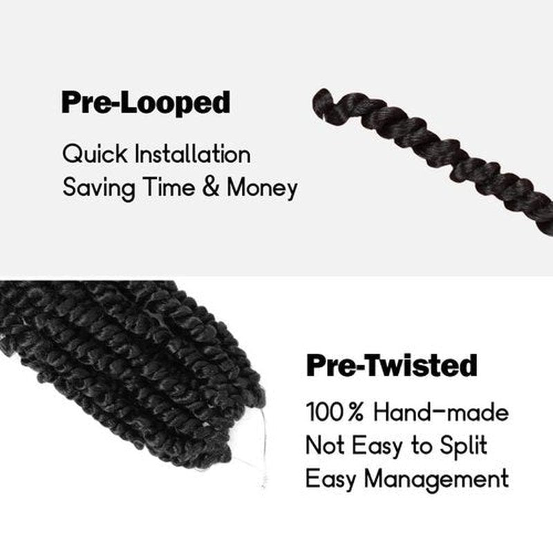 Wudas Short Passion Twist Hair 6 Inch Pre-twisted Passion Twists Crochet Hair Natural Black Pre-looped Synthetic Crochet Braids (7 Packs,1B)