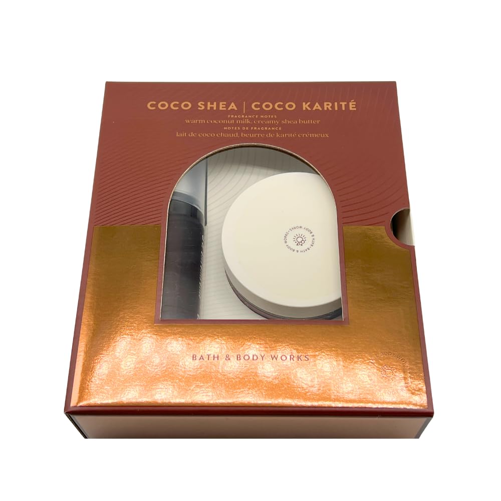 Bath & Body Works COCO SHEA COCO KARITÉ Fragrance Mist & Body Butter 2-piece Gift Set with a Red Bow for Holidays – Limited Edition