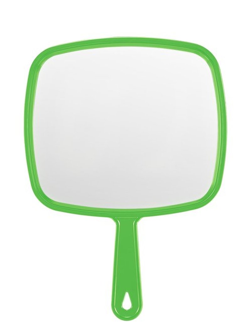 BEFUI Extra Large Handheld Mirror，Hand Salon Mirror with Handle for Barbers, Hairdressing (Green，12.4" Lx 9" W)