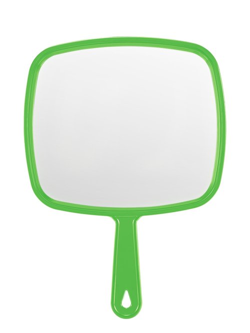 BEFUI Extra Large Handheld Mirror，Hand Salon Mirror with Handle for Barbers, Hairdressing (Green，12.4" Lx 9" W)